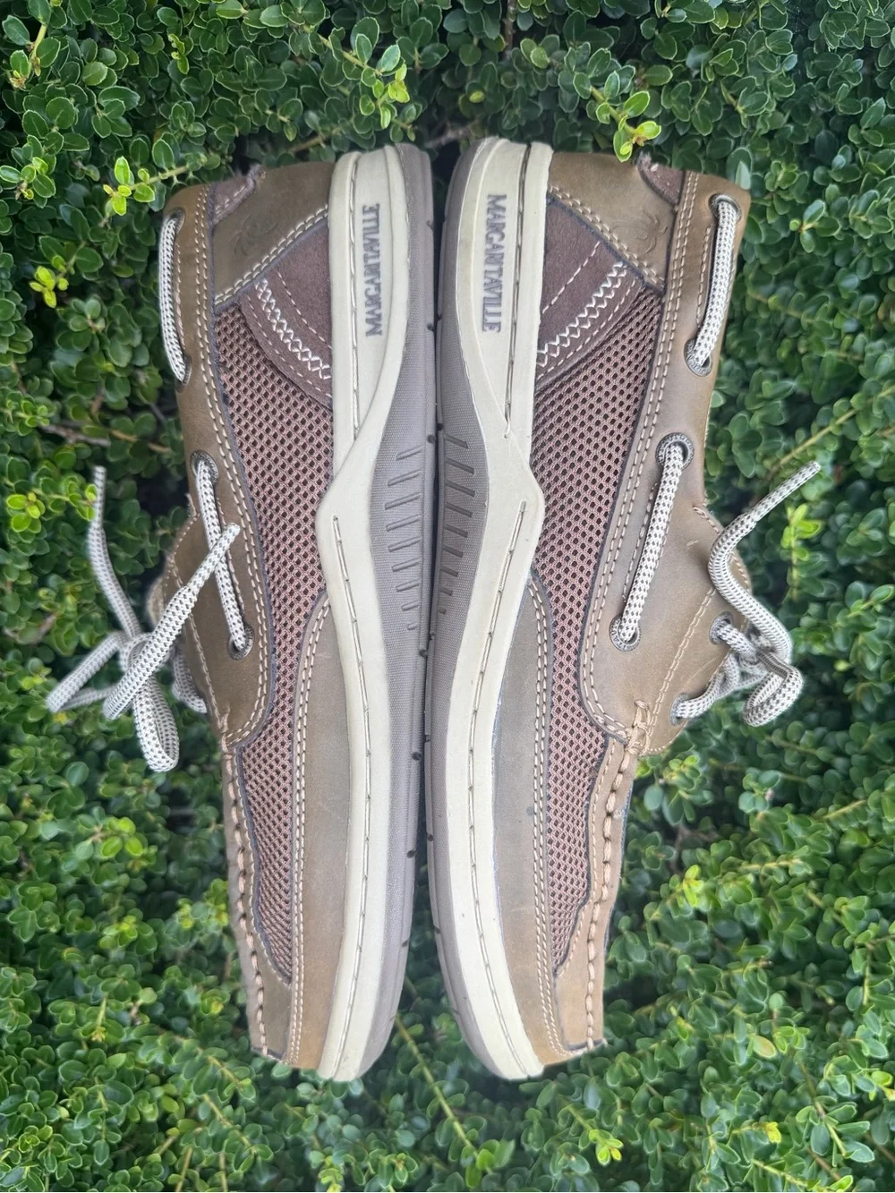 Margaritaville Anchor Lace Boat Shoe Leather Brown Mens Sz 9.5 US